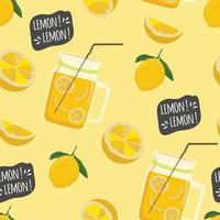 lemon juice background slices jar icons repeating design vector