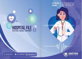 hospital file doctor cardiac treatment leaflet cover template vector