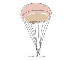 abstract Parachutist on a Parachute Continuous One Line Drawing vector