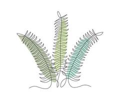 abstract plant fern, algae or Grass Continuous One Line Drawing vector