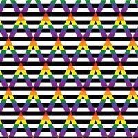 Rainbow Seamless Pride Pattern, On Horizontal Black And White Stripes, Abstract Colorful Vector Background, LGBT Fabric Print