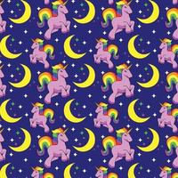 Seamless Pride Pattern With Unicorn Design, Vector LGBT Illustration, Moon, Modern Background, Good For Textiles, Wrapping Paper