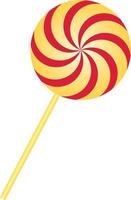 Red and orange stripes lollipop vector design. Hard candy simple icon.