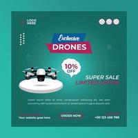 Exclusive Drone- social media post template. Suitable for social media posts and web or internet ads. Vector illustration with Photo College.