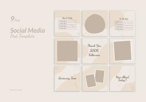Set 9 of Social Media Design Post Puzzle Template with Pastel Theme. For Post, Sale Banner, Ads, Advertising, Promotion Product, Fashion, Beauty, Salon, Cosmetic, Skin Care vector