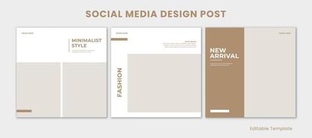 Set 3 of Editable Social Media Design Post Template with Minimalist Style. Suitable for Post, Sale Banner, Promotion, Ads, Advertising, Product Fashion, Beauty, Salon, Presentation vector