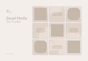 Set of 9 Template Social Media Design Post with Puzzle and Pastel Theme. Suitable for Ads, Sale Banner Poster, Advertising, Promotion Product, Fashion, Beauty, Salon, Presentation, Cosmetic vector