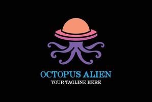 Simple Minimalist Modern Squid Octopus Alien UFO for Space Science Logo Design vector