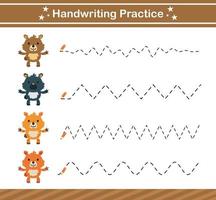 escritura práctica juego.educación juego para jardín de infancia y preescolar .educativo juego para niños vector
