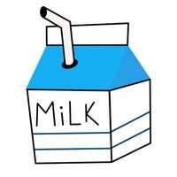 Milk in a carton with a straw.Milk dairy box .World milk day vector