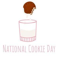 A glass of milk and chocolate cookies.National cookies day.World milk day. vector