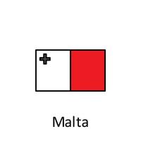 National flag of Malta in simple colors with name vector icon illustration