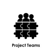 project team, puzzle, group vector icon illustration