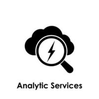 lightning, magnifier, cloud, analytic services vector icon illustration