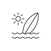 Surfing, travel, sun vector icon illustration