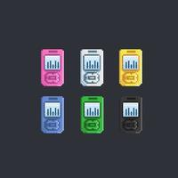 music player collection set with different color in pixel art style vector