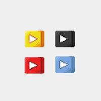 play button with different color in pixel art style vector