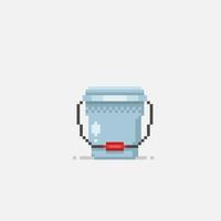 white bucket in pixel art style vector