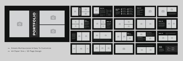paisaje portafolio diseño con negro y blanco vector