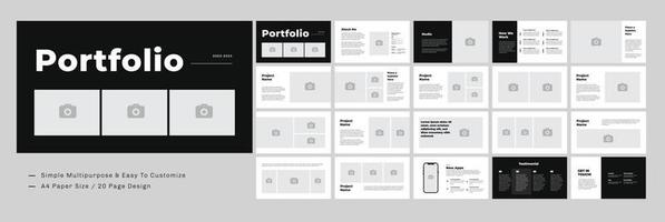 portafolio diseño y portafolio paisaje con negro y blanco vector