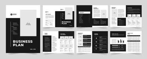 Business Plan, 12 page business plan editable template layout vector