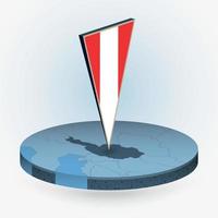 Austria map in round isometric style with triangular 3D flag of Austria vector