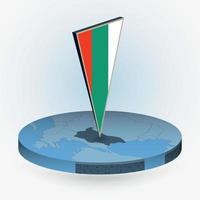 Bulgaria map in round isometric style with triangular 3D flag of Bulgaria vector