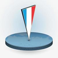 Luxembourg map in round isometric style with triangular 3D flag of Luxembourg vector