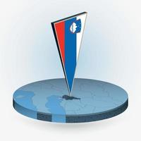 Slovenia map in round isometric style with triangular 3D flag of Slovenia vector