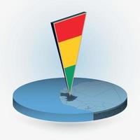 Guinea mapa en redondo isométrica estilo con triangular 3d bandera de Guinea vector