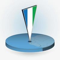 Sierra Leone map in round isometric style with triangular 3D flag of Sierra Leone vector