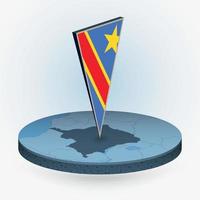 Dr congo mapa en redondo isométrica estilo con triangular 3d bandera de Dr congo vector