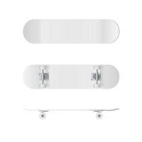 Skateboard template. Realistic skateboard mockup. Vector illustration isolated on white