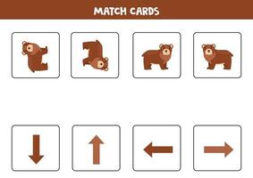 Left, right, up or down. Spatial orientation with cute bear. vector