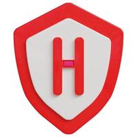 3d protection shield icon. shield with red sign. Web Secure and guarding system concept. 3d vector