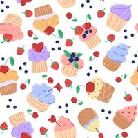 Cakes and cupcakes seamless pattern vector