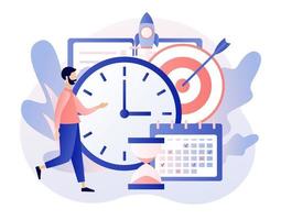 Time management, self control, self management, target, productivity metaphors. Self Discipline and Motivation concept. Modern flat cartoon style. Vector illustration on white background