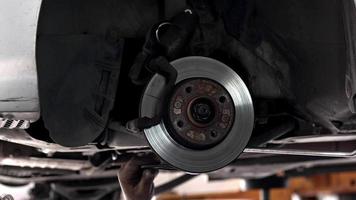 Car Brake Disc And Brake Pads Replacement in the Car Repair Shop video