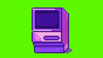 cyberpunk retro dator pixel konst animering på grön skärm video