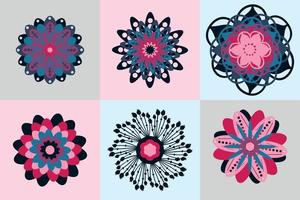 Pink Vector flower clipart with detailed layers