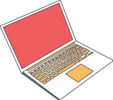 Minimal Laptop Illustration Vector. Retro Color Style Laptop Design vector