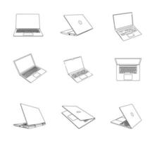 Laptop Outline Illustration Vector Set