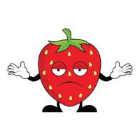 Strawberry character cartoon with confused gesture. Suitable for poster, banner, web, icon, mascot, background vector