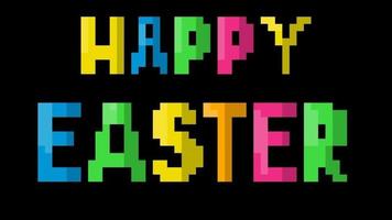 Pixel art animation of colorful text for easter eggs video