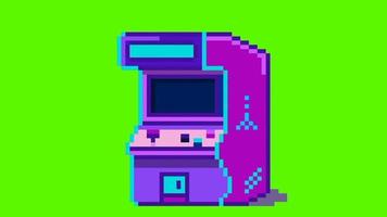 Cyberpunk retro arcade machine game pixel art animation video