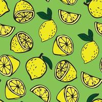 Vector Seamless Decorative Pattern with Lemons with Light Green Background