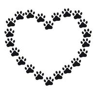 corazón desde patas huellas de perros o gatos vector silueta de un corazón. el concepto de amor para animales