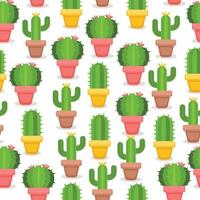 Cactus semaless pattern on white background vector