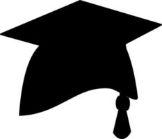 Vector silhouette of diploma hat on white background
