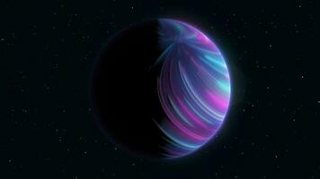abstrato em loop fiação planeta roxa oi-tech luminoso volta esfera dentro espaço contra a fundo do estrelas, vídeo 4k, 60. fps video
